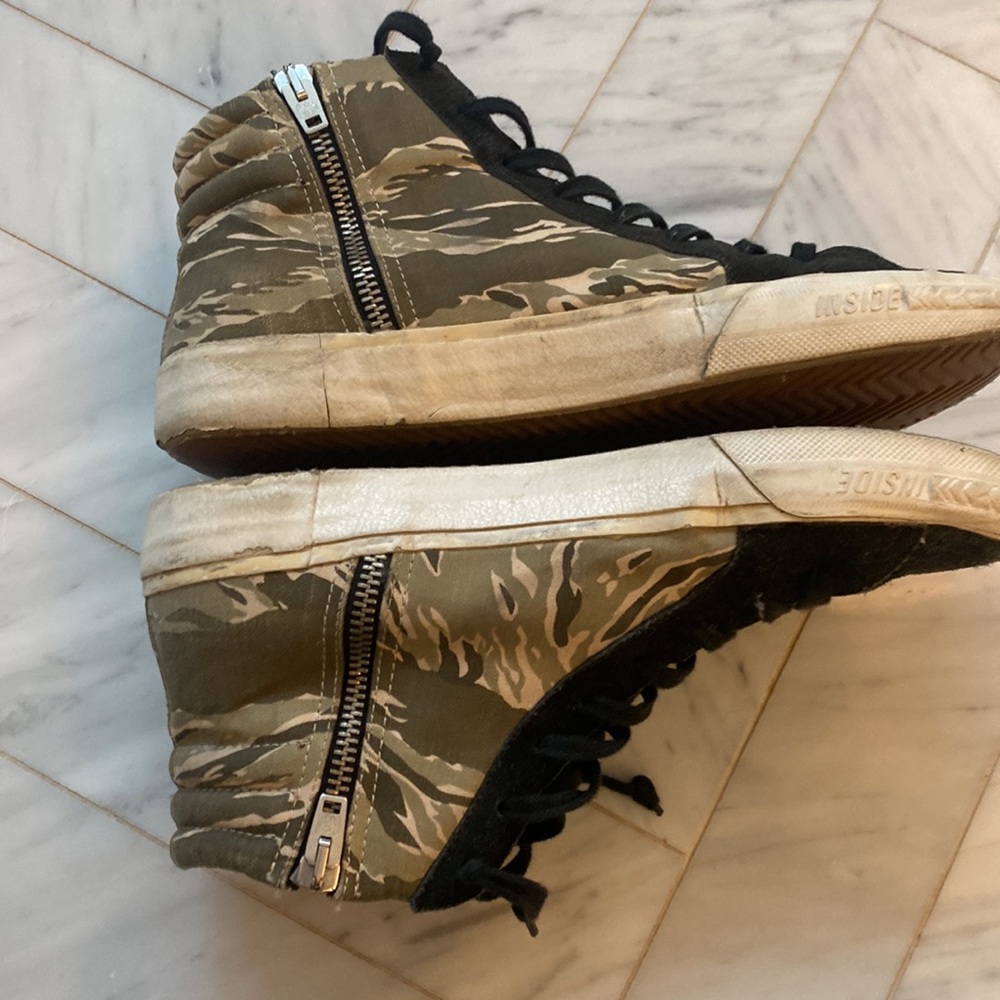 Golden Goose High-Top Sneakers in Black, Tan & Red - Picture 8 of 12